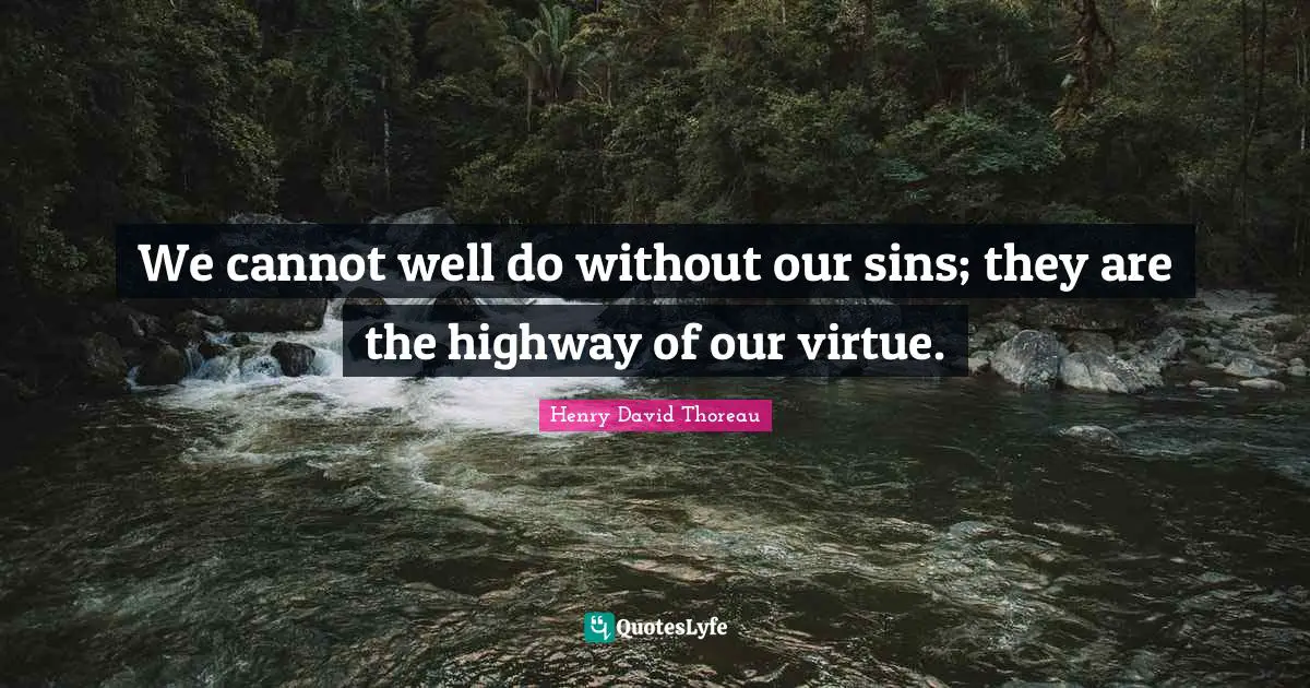 We cannot well do without our sins; they are the highway of our virtue.
