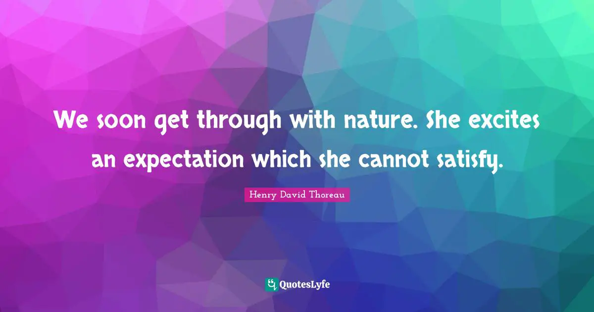 We soon get through with nature. She excites an expectation which she cannot satisfy.