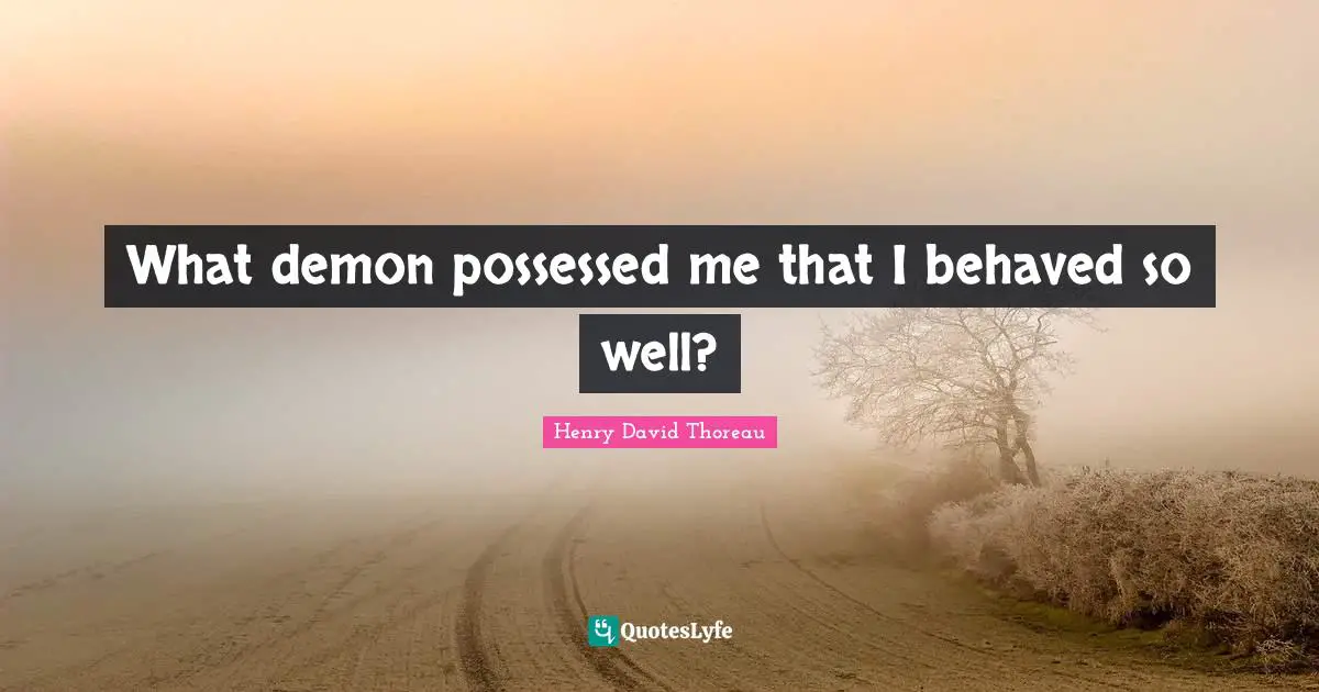 What demon possessed me that I behaved so well?