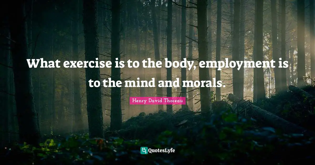 What exercise is to the body, employment is to the mind and morals.
