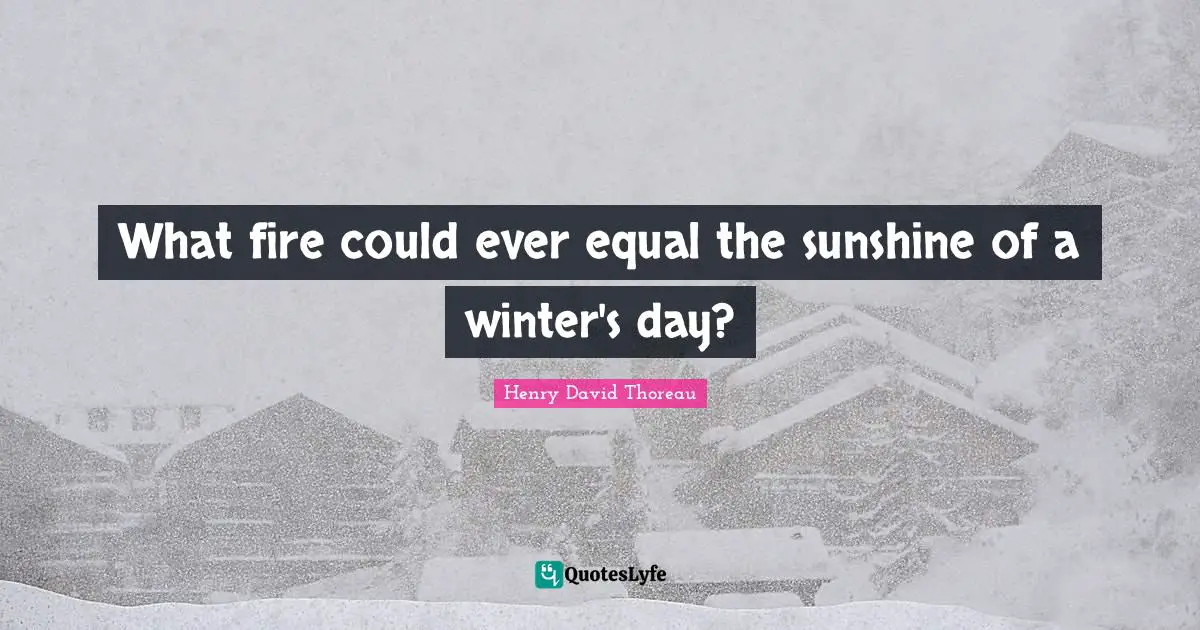 What fire could ever equal the sunshine of a winter's day?