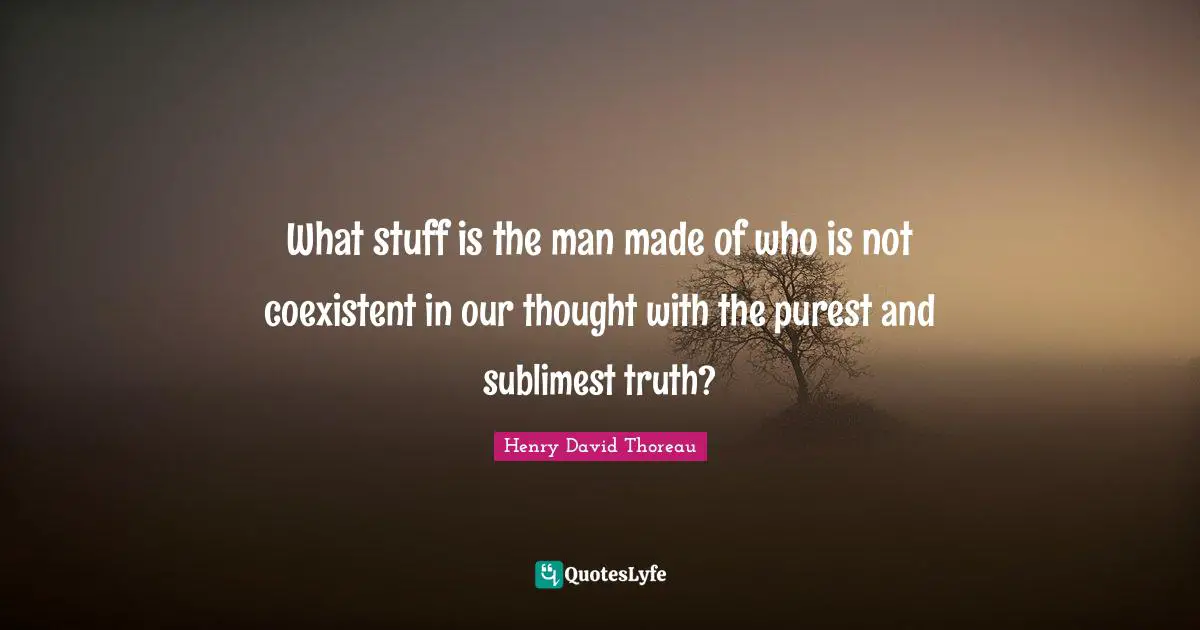 What stuff is the man made of who is not coexistent in our thought with the purest and sublimest truth?