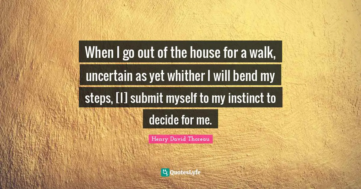 When I go out of the house for a walk, uncertain as yet whither I will bend my steps, [I] submit myself to my instinct to decide for me.