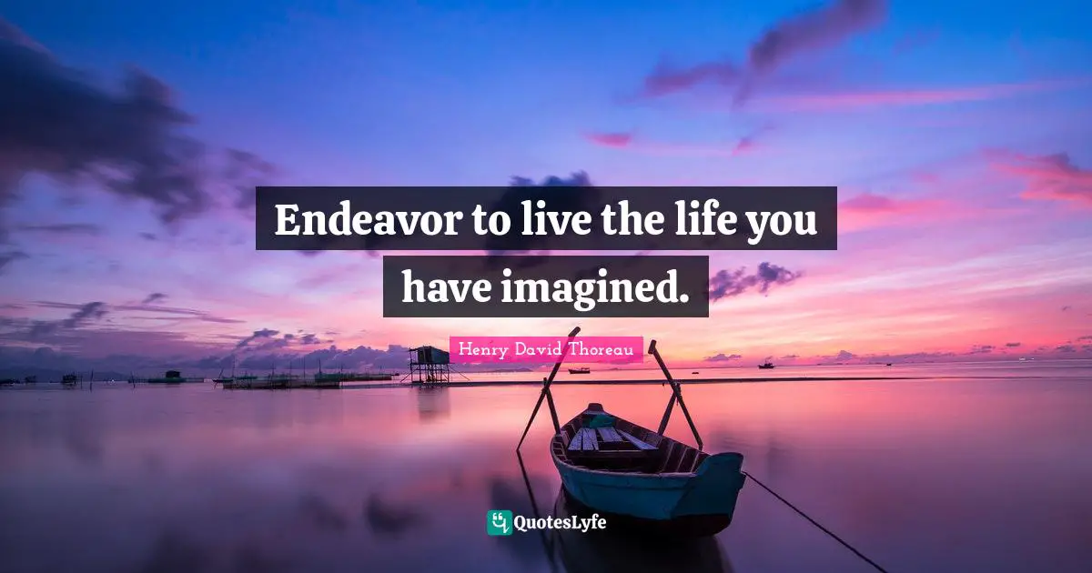 Endeavor to live the life you have imagined.