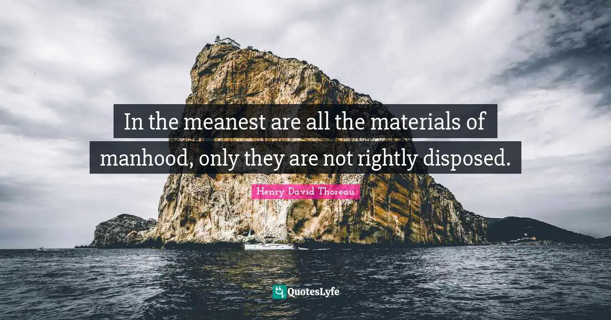 In the meanest are all the materials of manhood, only they are not rightly disposed.