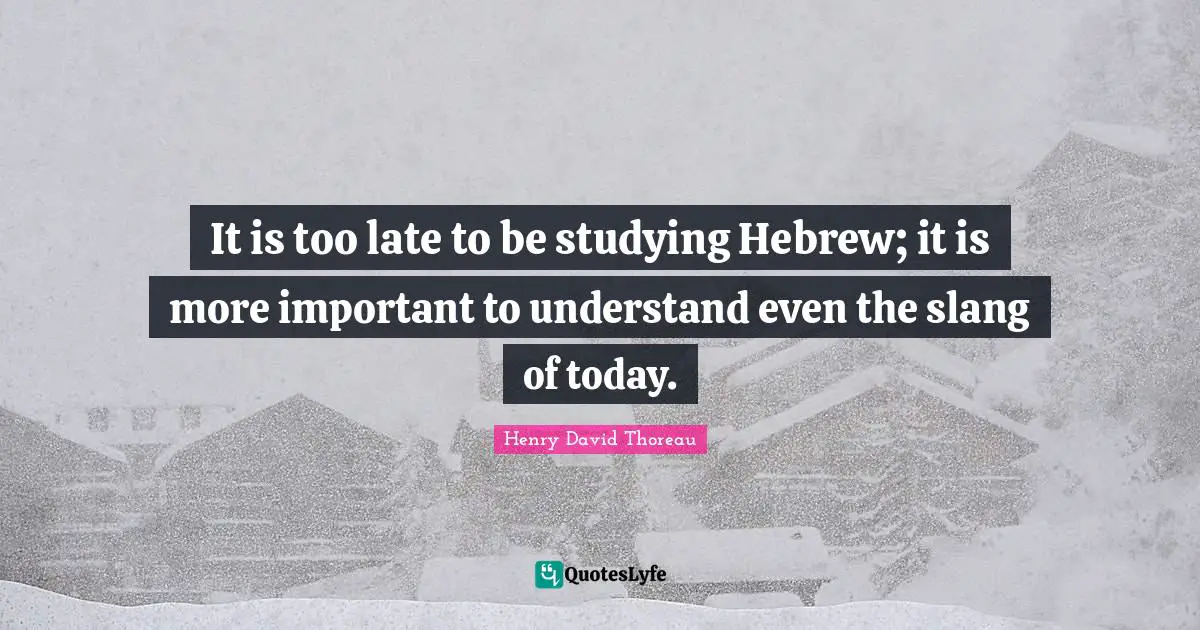 It is too late to be studying Hebrew; it is more important to understand even the slang of today.