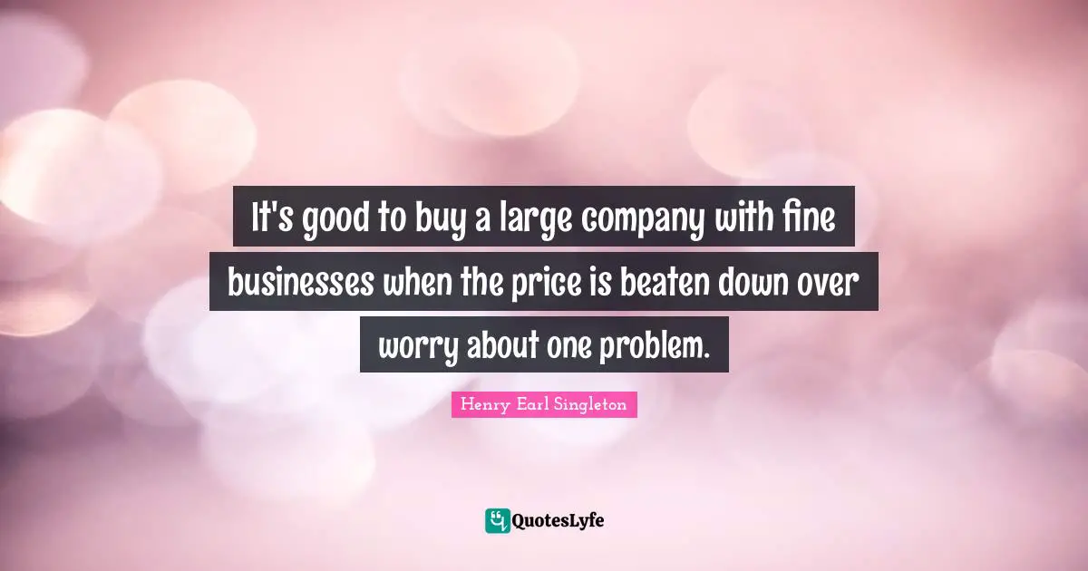 It's good to buy a large company with fine businesses when the price is beaten down over worry about one problem.