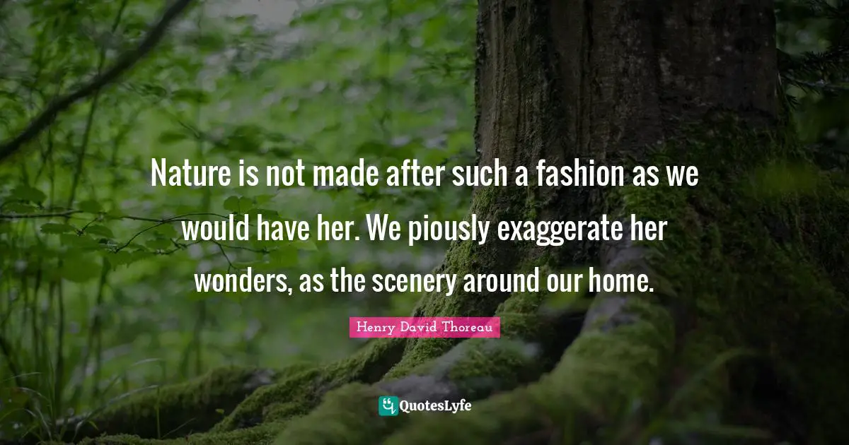 Nature is not made after such a fashion as we would have her. We piously exaggerate her wonders, as the scenery around our home.