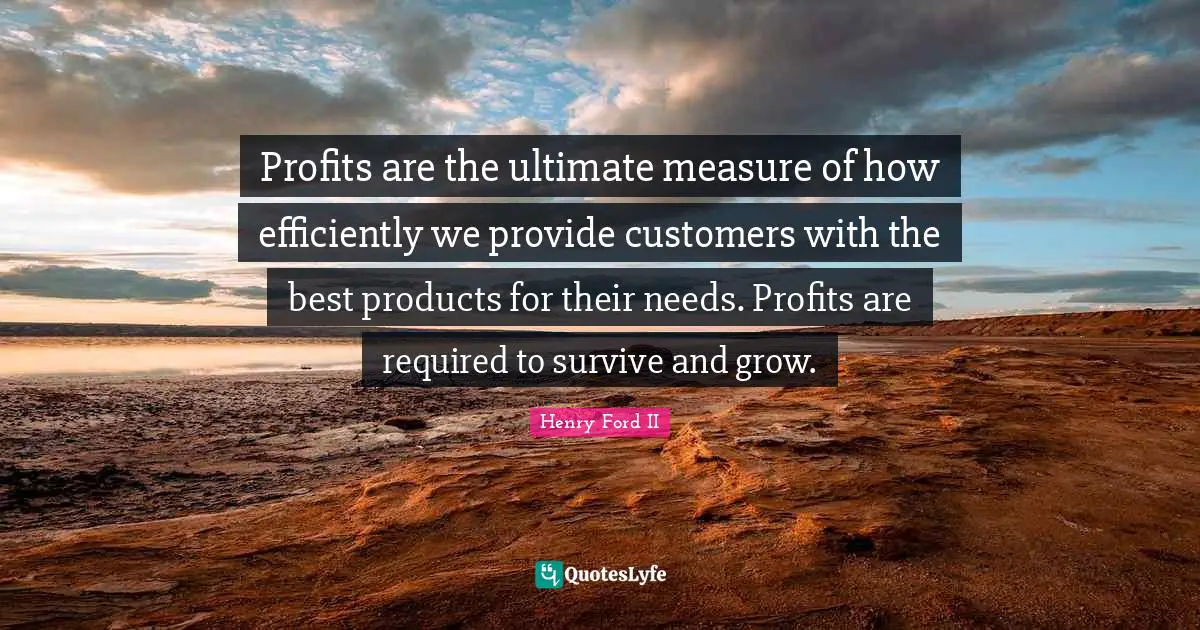 Profits are the ultimate measure of how efficiently we provide customers with the best products for their needs. Profits are required to survive and grow.