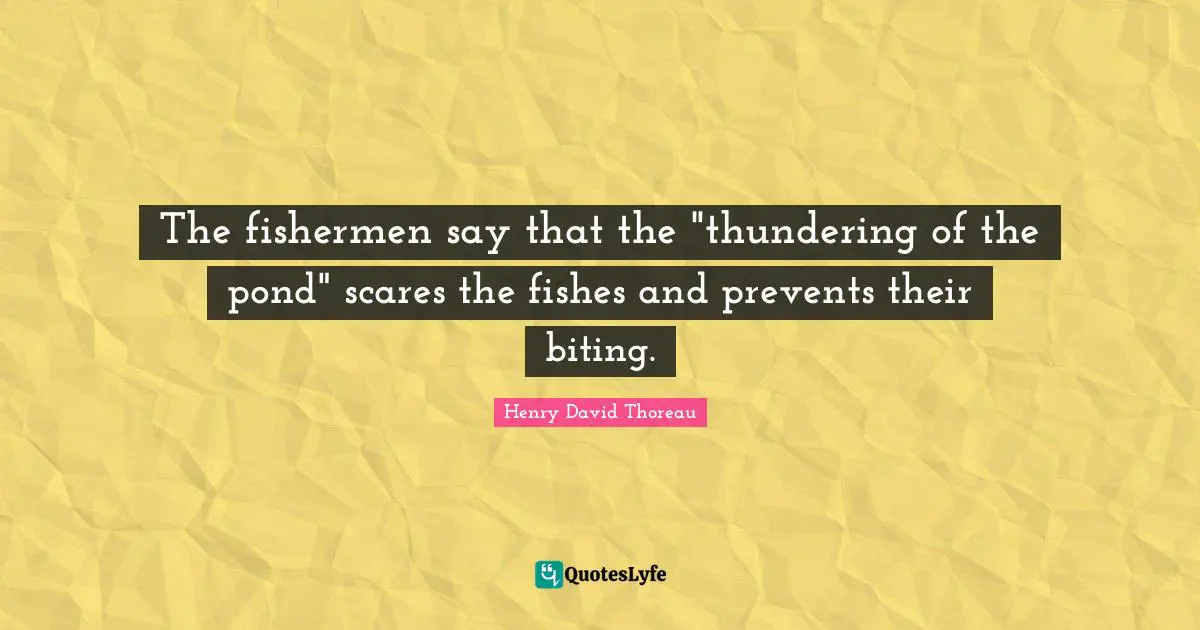 The fishermen say that the "thundering of the pond" scares the fishes and prevents their biting.