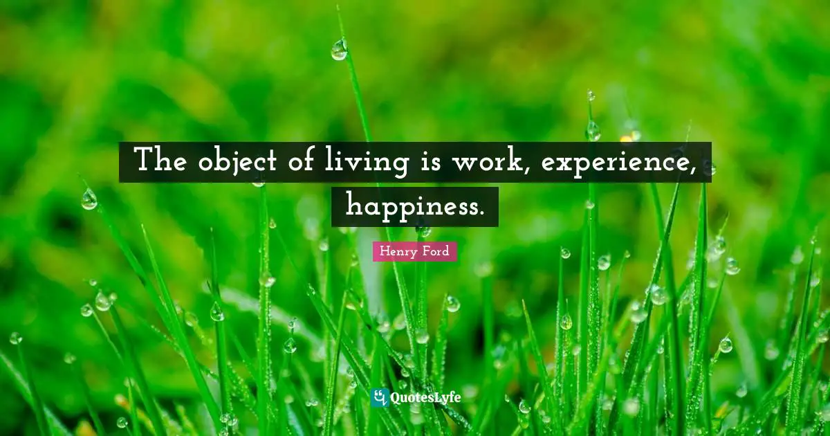 The object of living is work, experience, happiness.