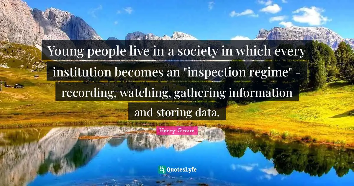 Young people live in a society in which every institution becomes an "inspection regime" - recording, watching, gathering information and storing data.