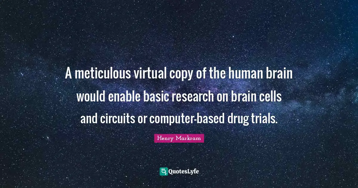 A meticulous virtual copy of the human brain would enable basic research on brain cells and circuits or computer-based drug trials.