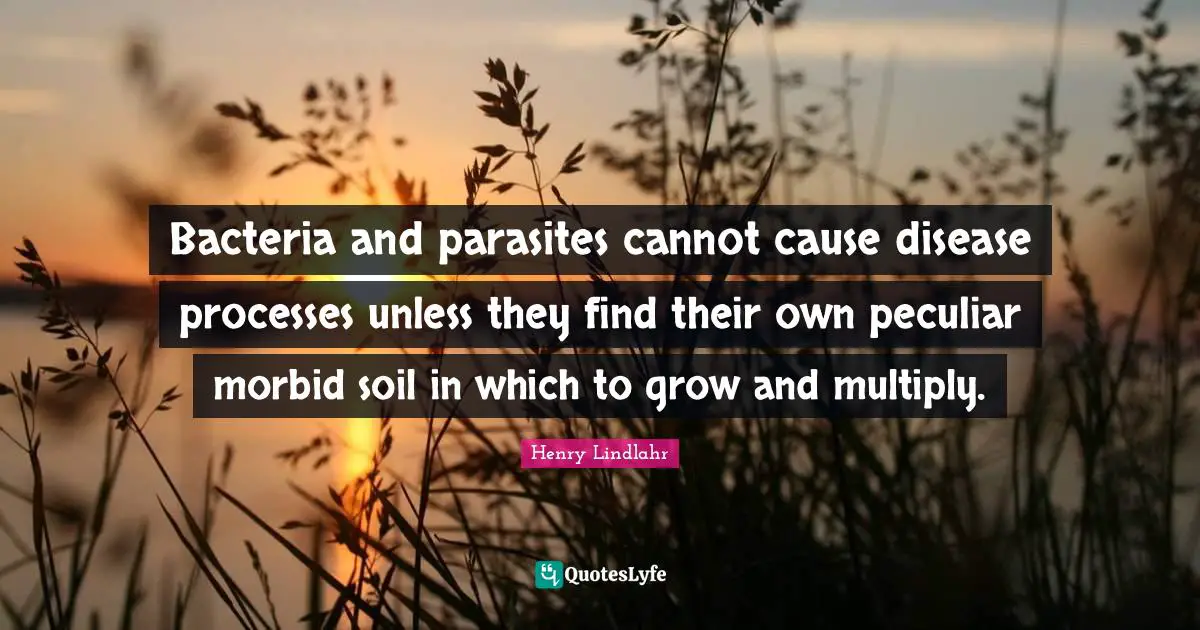 Bacteria and parasites cannot cause disease processes unless they find their own peculiar morbid soil in which to grow and multiply.
