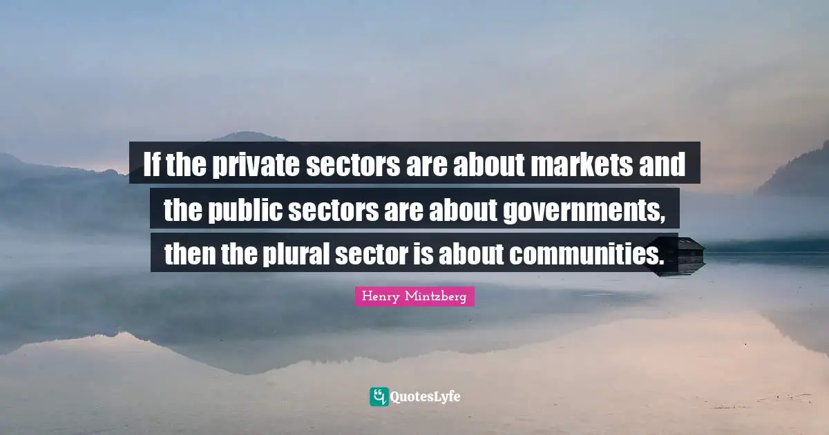 If the private sectors are about markets and the public sectors are about governments, then the plural sector is about communities.