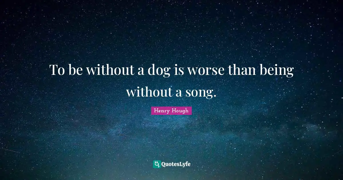 To be without a dog is worse than being without a song.