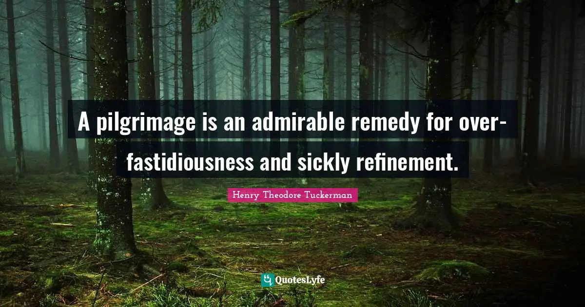 Henry Theodore Tuckerman Quotes: "A pilgrimage is an admirable remedy for over-fastidiousness and sickly refinement."