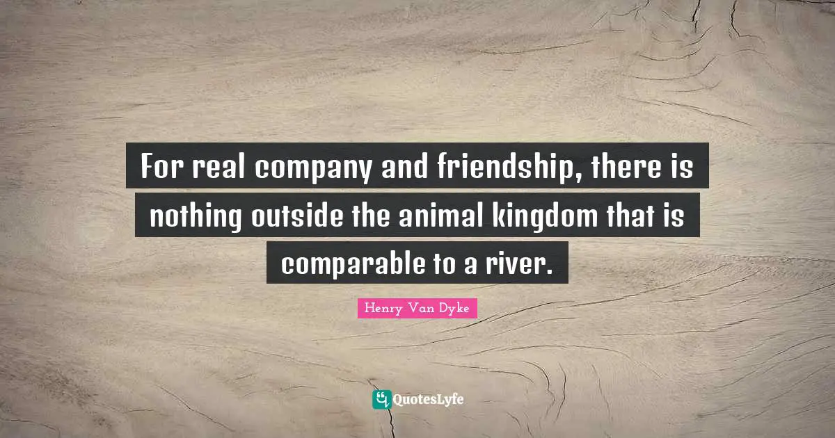 For real company and friendship, there is nothing outside the animal kingdom that is comparable to a river.