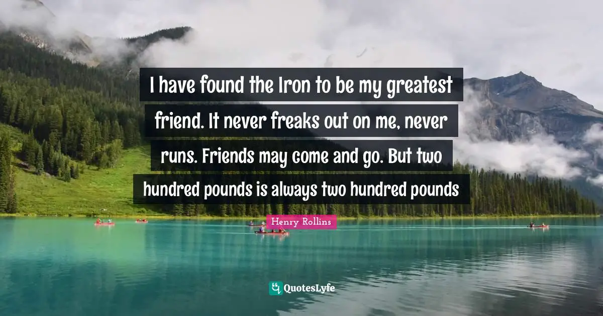 Henry Rollins Quotes: I have found the Iron to be my greatest friend. It never freaks out on me, never runs. Friends may come and go. But two hundred pounds is always two hundred pounds