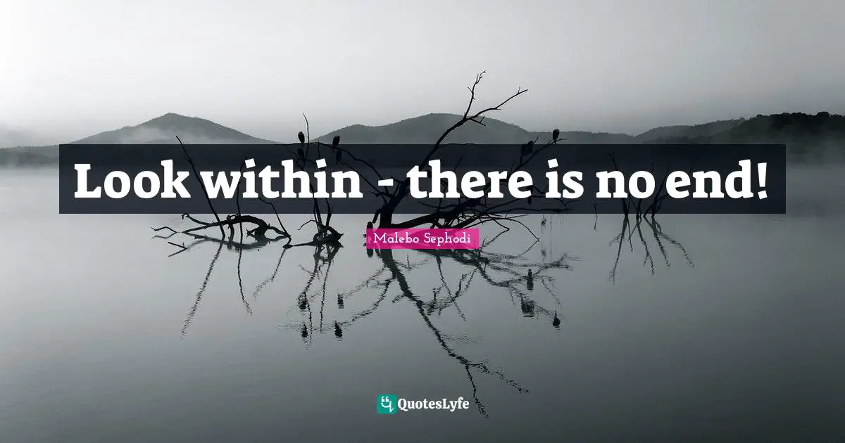 Malebo Sephodi Quotes: "Look within - there is no end!"