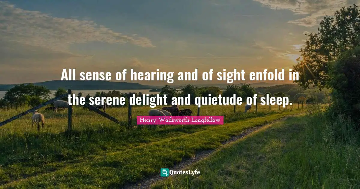 All sense of hearing and of sight enfold in the serene delight and quietude of sleep.