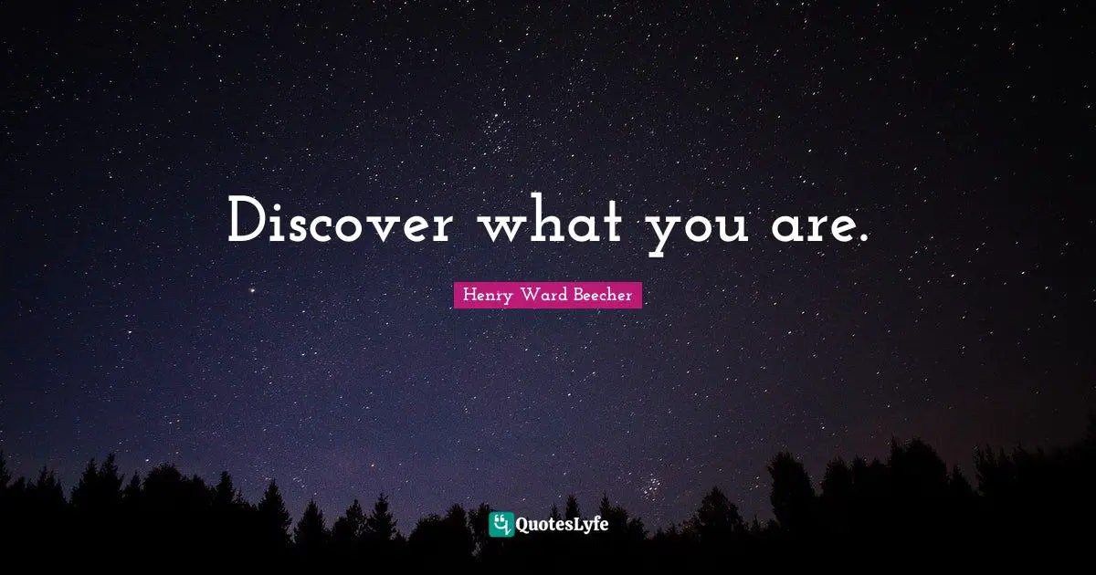 Discover what you are.