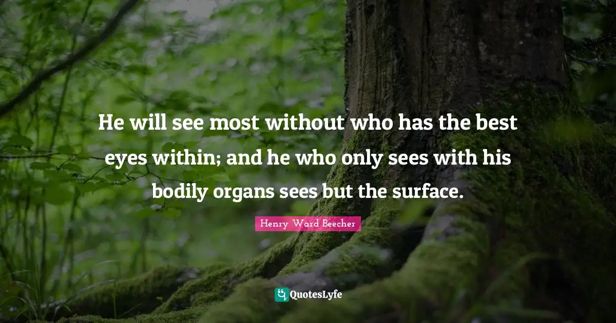 He will see most without who has the best eyes within; and he who only sees with his bodily organs sees but the surface.