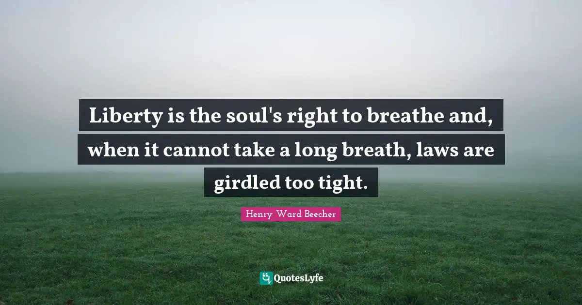 Liberty is the soul's right to breathe and, when it cannot take a long breath, laws are girdled too tight.