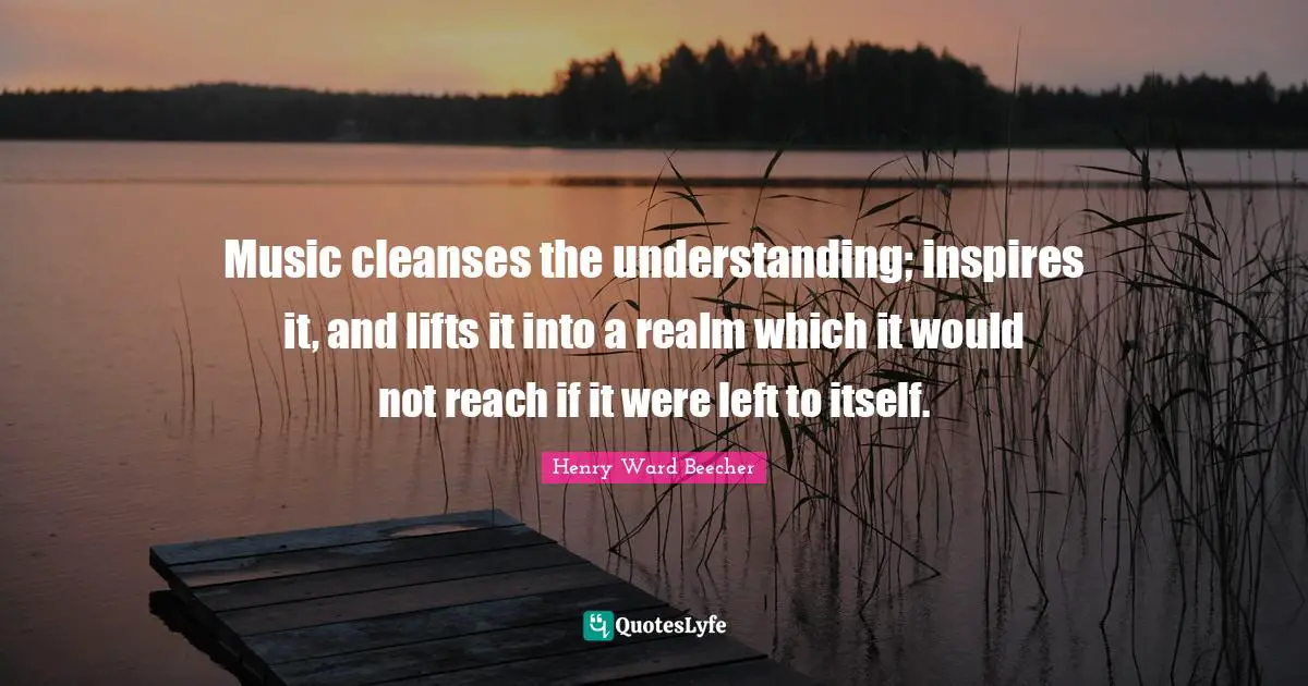 Music cleanses the understanding; inspires it, and lifts it into a realm which it would not reach if it were left to itself.