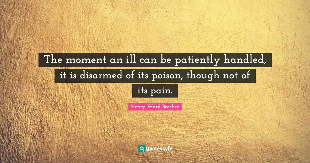 The moment an ill can be patiently handled, it is disarmed of its poison, though not of its pain.