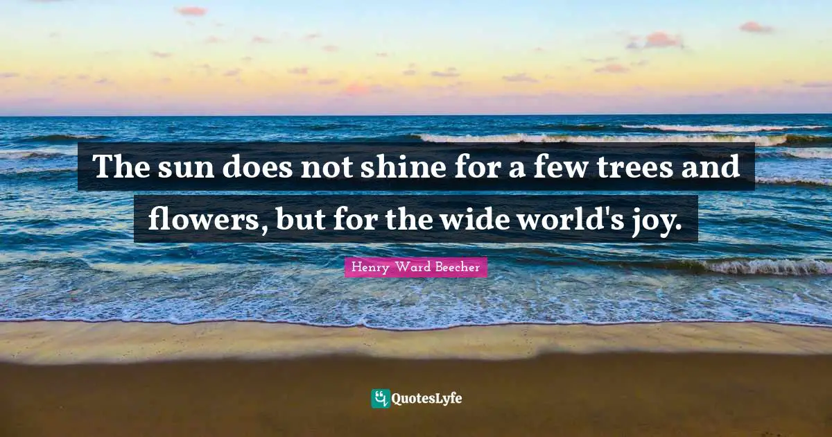 The sun does not shine for a few trees and flowers, but for the wide world's joy.