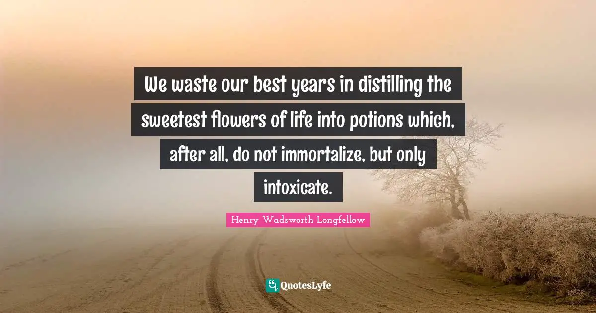 We waste our best years in distilling the sweetest flowers of life into potions which, after all, do not immortalize, but only intoxicate.
