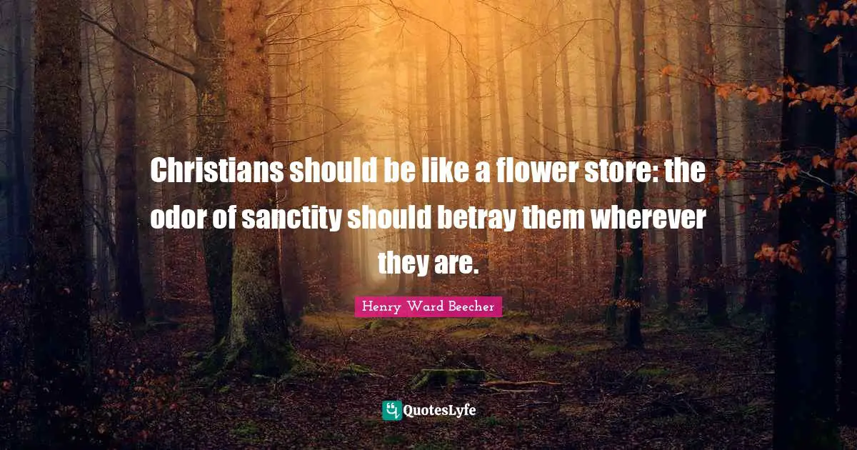 Christians should be like a flower store: the odor of sanctity should betray them wherever they are.