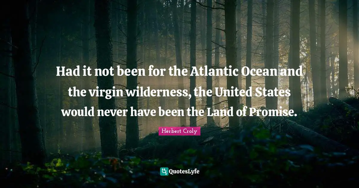 Had it not been for the Atlantic Ocean and the virgin wilderness, the United States would never have been the Land of Promise.