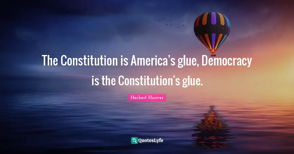 The Constitution is America's glue, Democracy is the Constitution's glue.