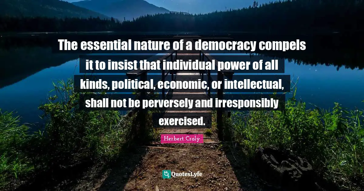 The essential nature of a democracy compels it to insist that individual power of all kinds, political, economic, or intellectual, shall not be perversely and irresponsibly exercised.