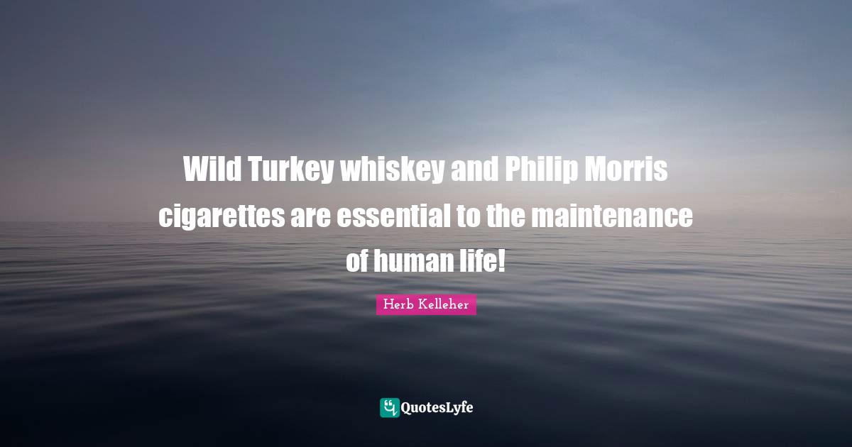Turkeys Quotes: "Wild Turkey whiskey and Philip Morris cigarettes are essential to the maintenance of human life!"