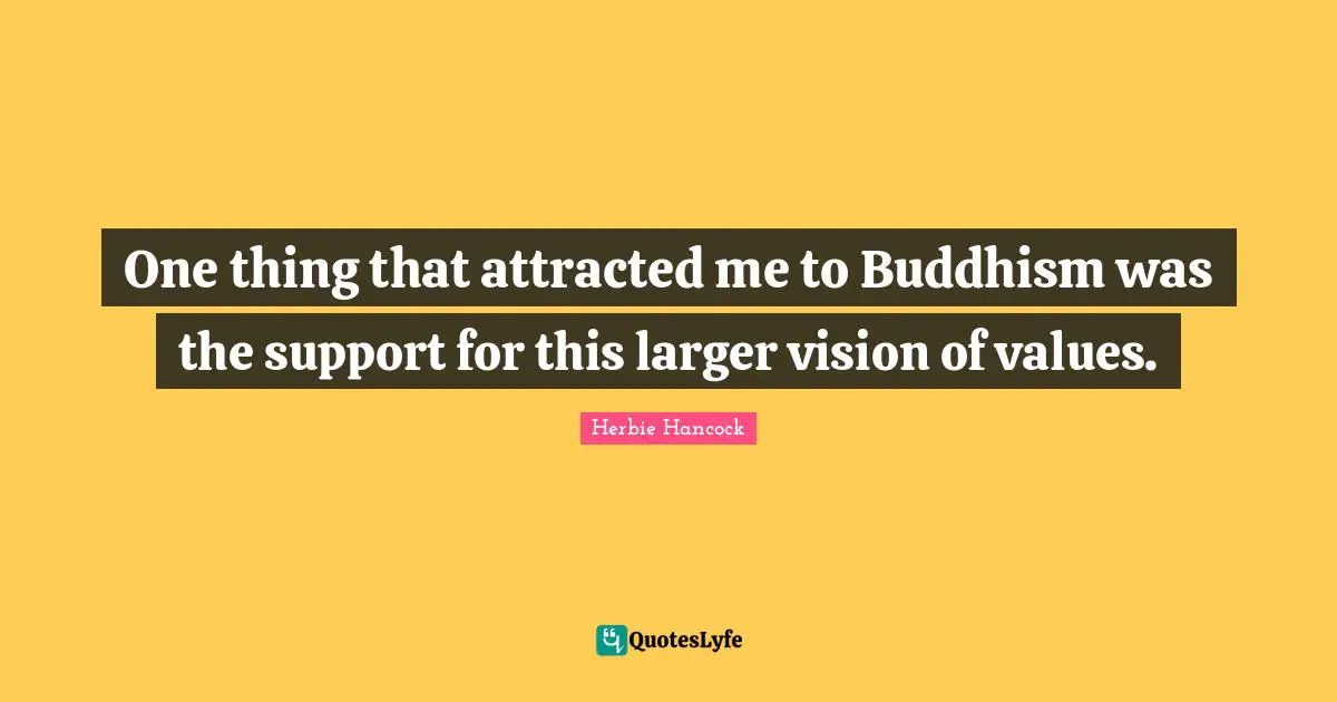 One thing that attracted me to Buddhism was the support for this larger vision of values.