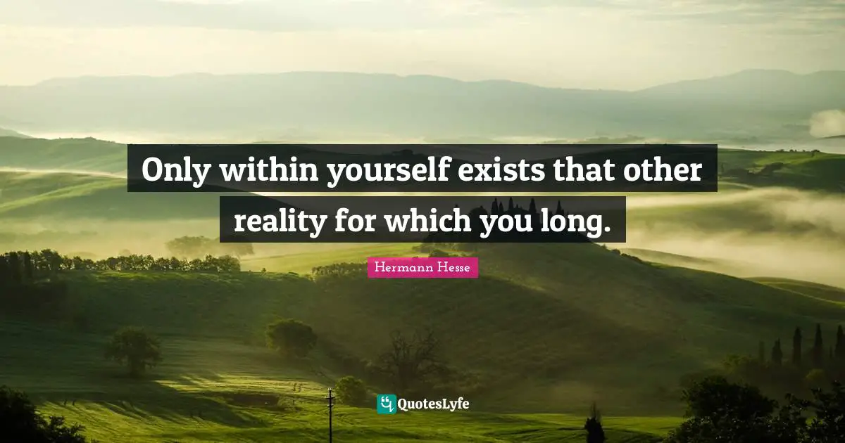 Only within yourself exists that other reality for which you long.