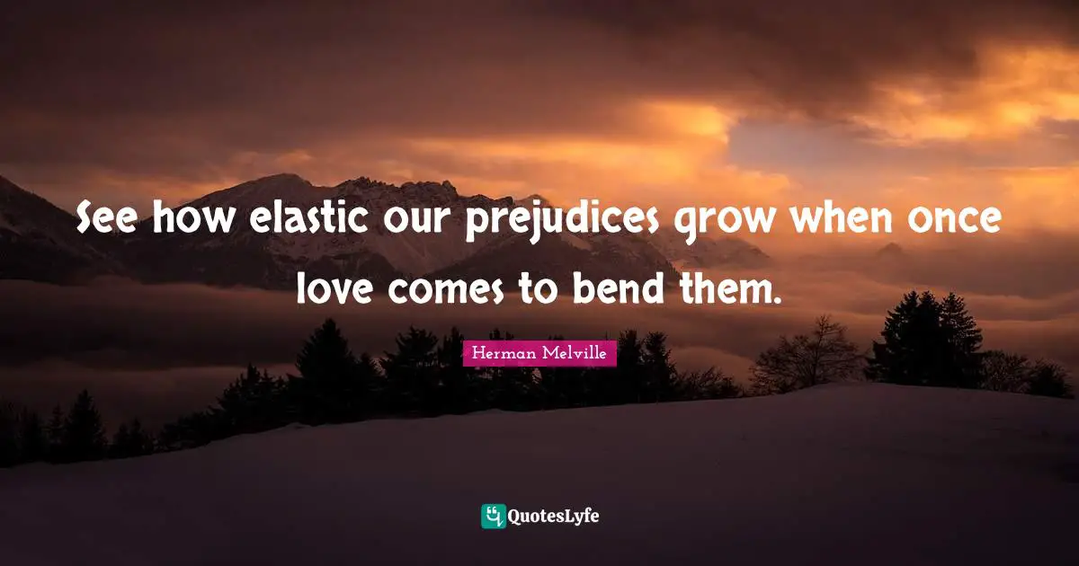 See how elastic our prejudices grow when once love comes to bend them.