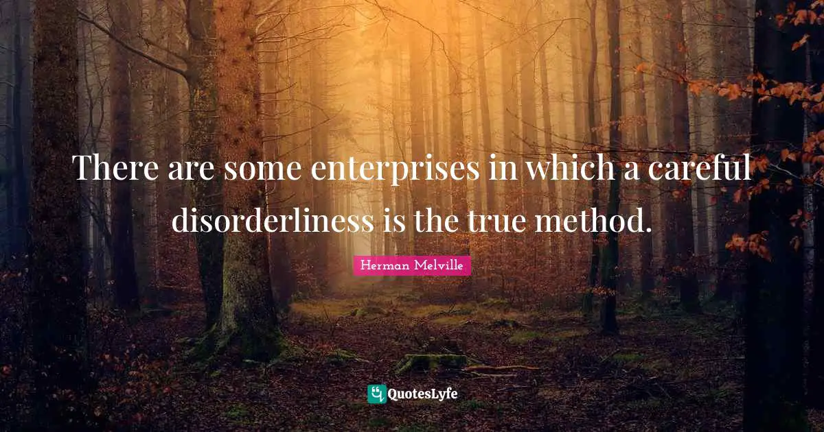 Herman Melville Quotes: "There are some enterprises in which a careful disorderliness is the true method."