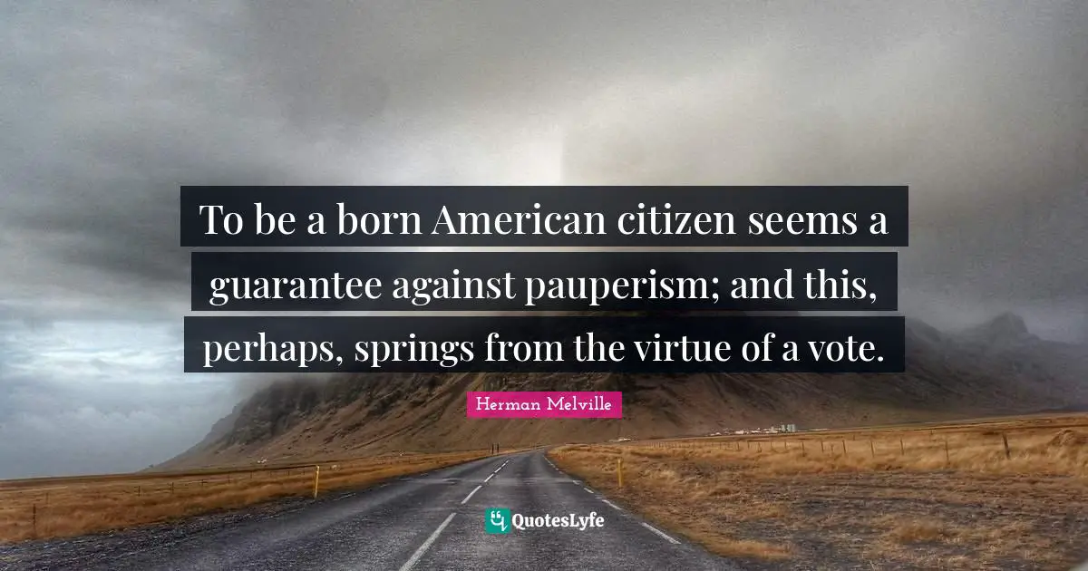 To be a born American citizen seems a guarantee against pauperism; and this, perhaps, springs from the virtue of a vote.