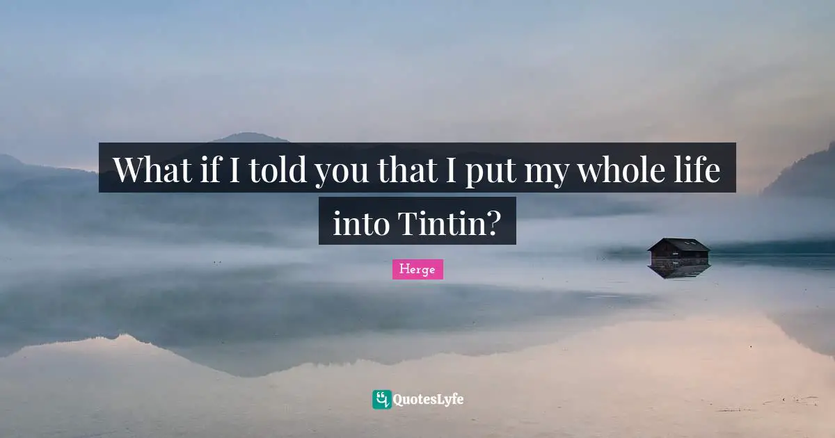 What if I told you that I put my whole life into Tintin?