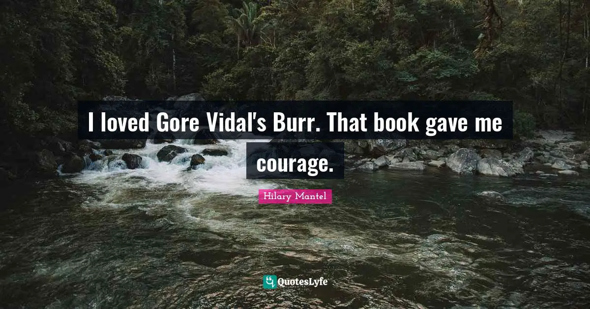 I loved Gore Vidal's Burr. That book gave me courage.