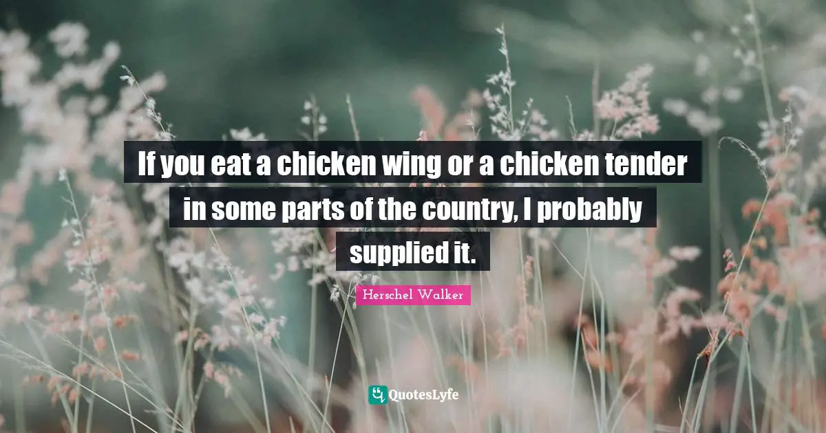 If you eat a chicken wing or a chicken tender in some parts of the country, I probably supplied it.