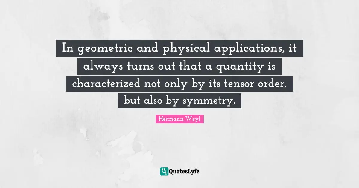 In geometric and physical applications, it always turns out that a quantity is characterized not only by its tensor order, but also by symmetry.