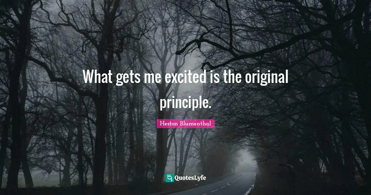 Heston Blumenthal Quotes: "What gets me excited is the original principle."
