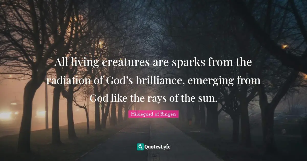 All living creatures are sparks from the radiation of God’s brilliance, emerging from God like the rays of the sun.