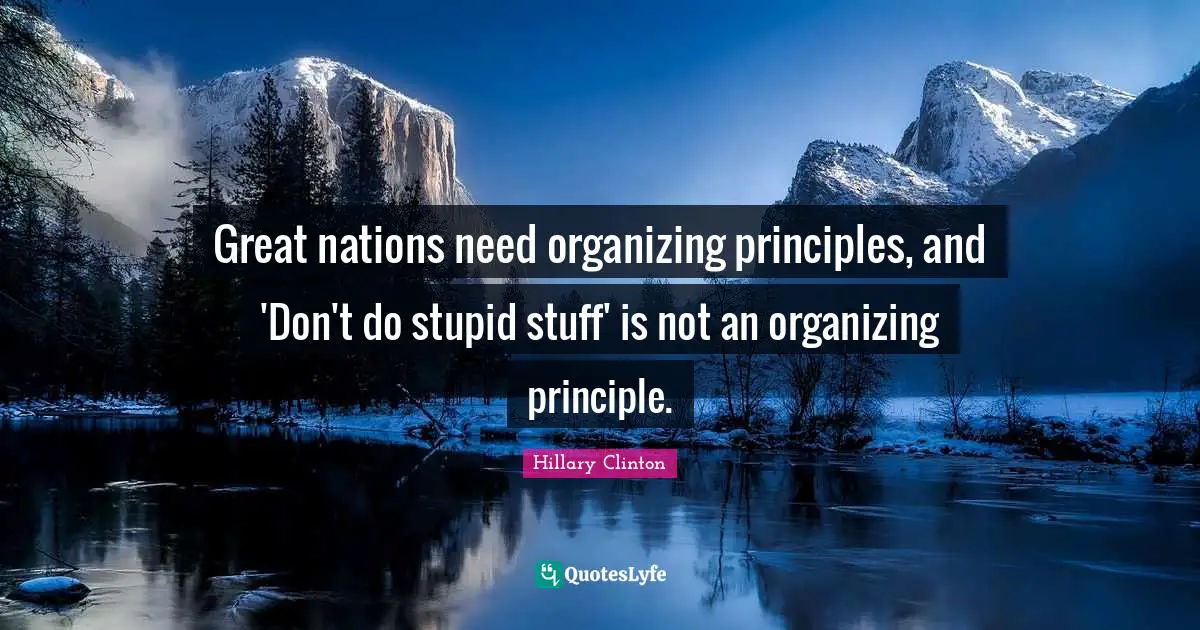 Great nations need organizing principles, and 'Don't do stupid stuff' is not an organizing principle.