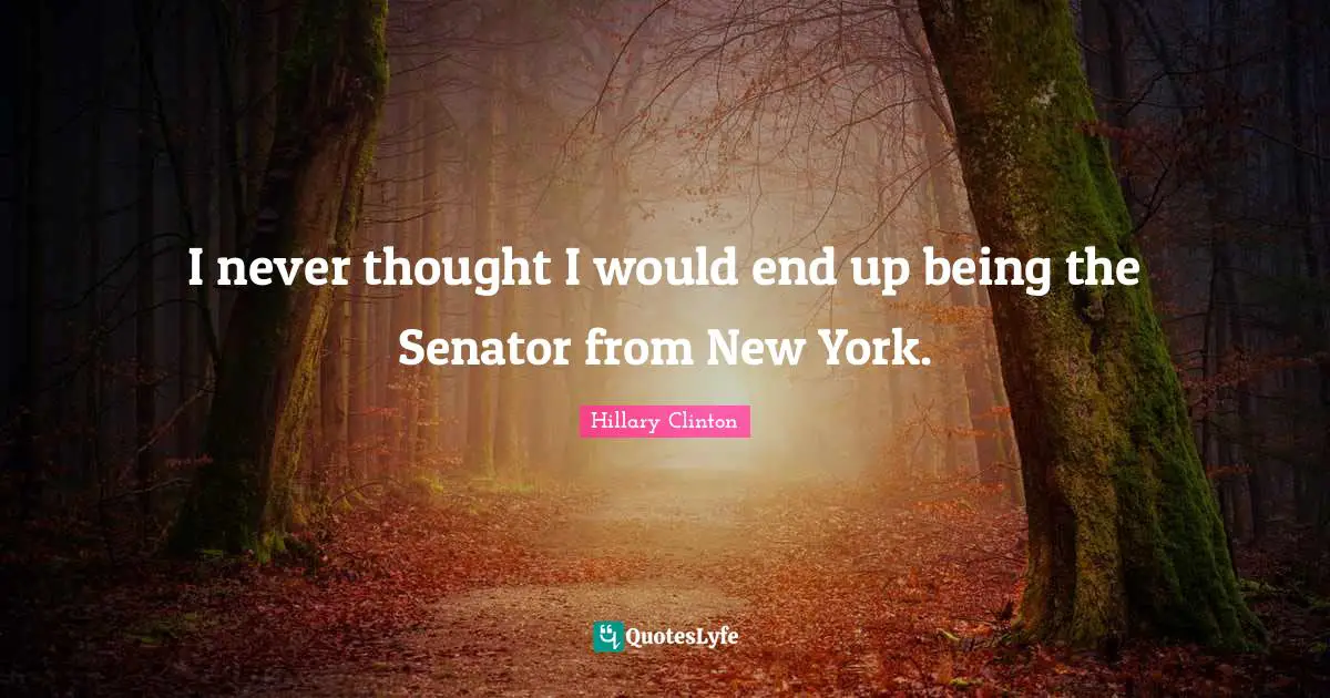 I never thought I would end up being the Senator from New York.